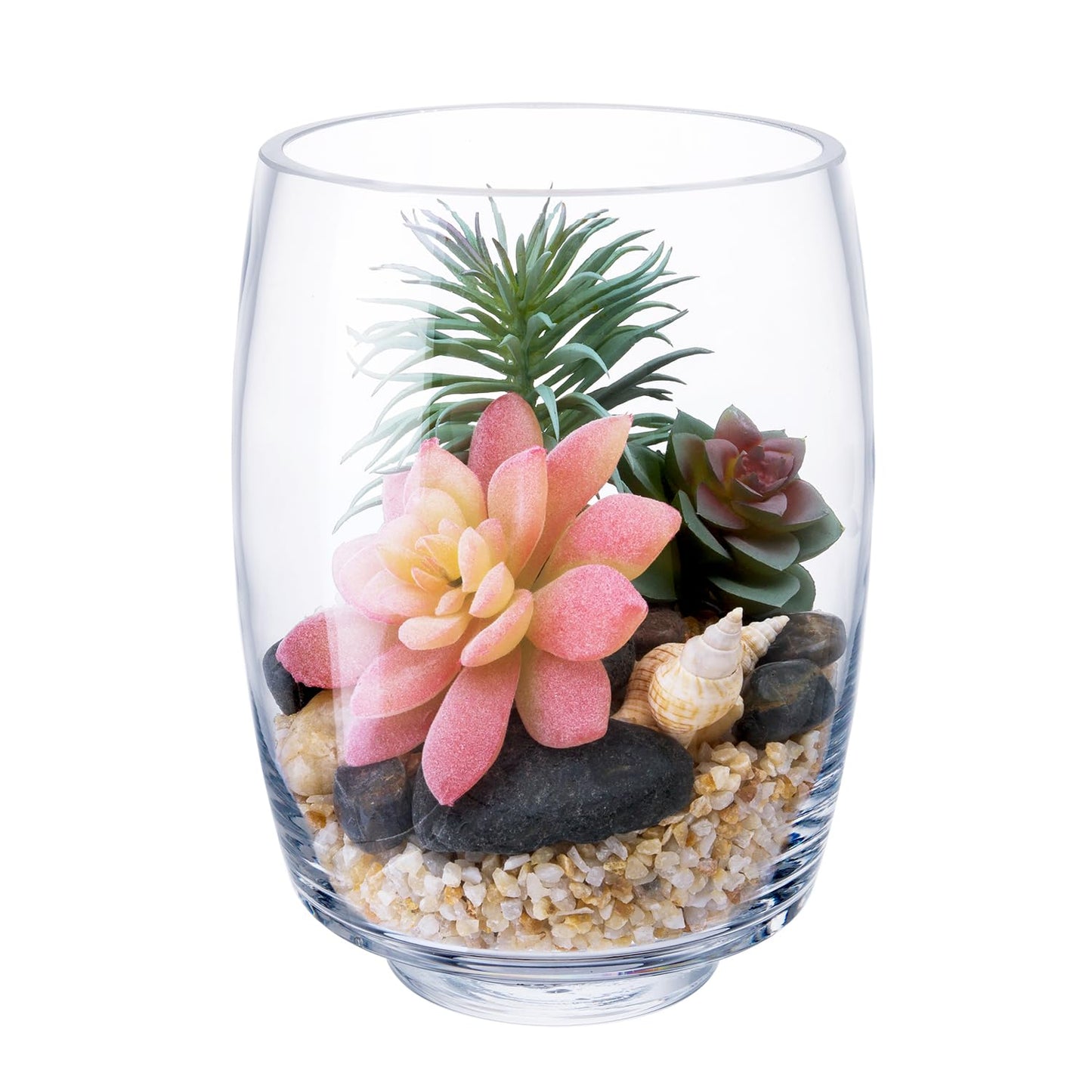 7.5“ Round Hurricane Glass Footed Pillar Candle Holder Clear Flower Vase Floral Planter Terrarium for Weddings, Parties, and Home Decor - Elegant Table Centerpiece