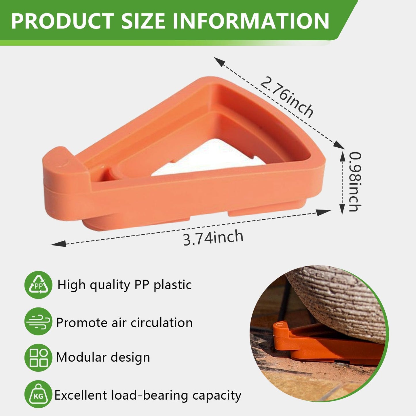 LeafLassie Plant Pot Feet for Outdoor Planters, 24PCS Invisible Flower Pot Risers Toes,Indoor Secure Compressive Environmental Triangular Lifters Supports (Large Orange)