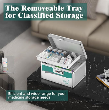 Glosen Medicine Lock Box with Combination Lock, Medication lock box【Small 10x6.7x6.7 Inch】,medical box organizer