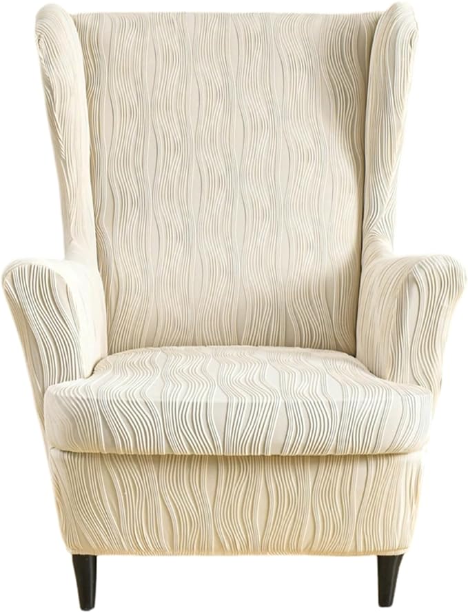 KRFOONN Stretch Wing Chair Slipcovers Printed 2 Piece Wingback Chair Covers
