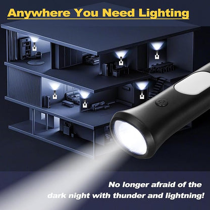 ROSSEX 4 in 1 Emergency Lights for Home Power Failure, 2 Pcs Rechargeable LED Flashlight Plug in Wall, Automatic Turn-On Power Outage Night Light Flashlight for Hurricane Preparedness Items