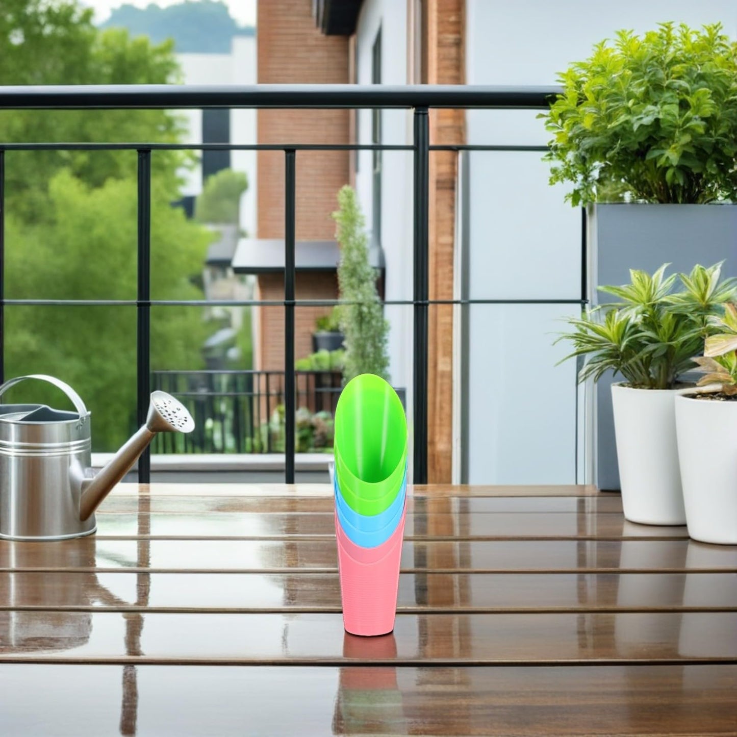 Mikikit 8pcs Plastic Soil Scoops and Garden Trowels Set, Portable Reusable Bonsai Soil Shovels for Seedling Transplanting and Succulent Planting in Indoor and Outdoor Gardening