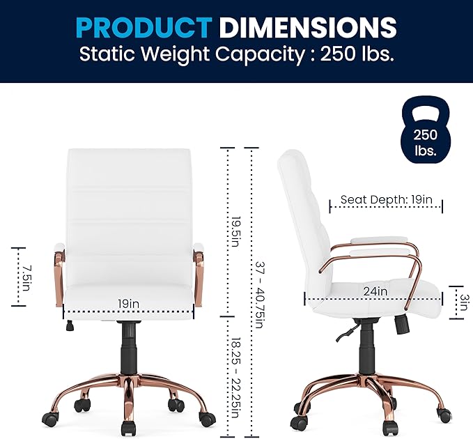 Flash Furniture Whitney Mid-Back Swivel LeatherSoft Desk Chair
