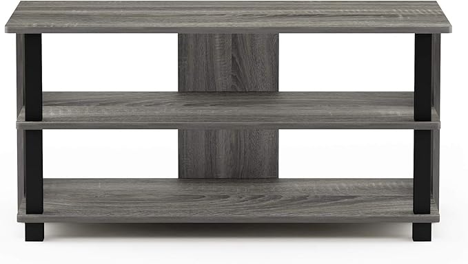 Furinno Sully 3-Tier Stand for TV up to 40, French Oak Grey/Black