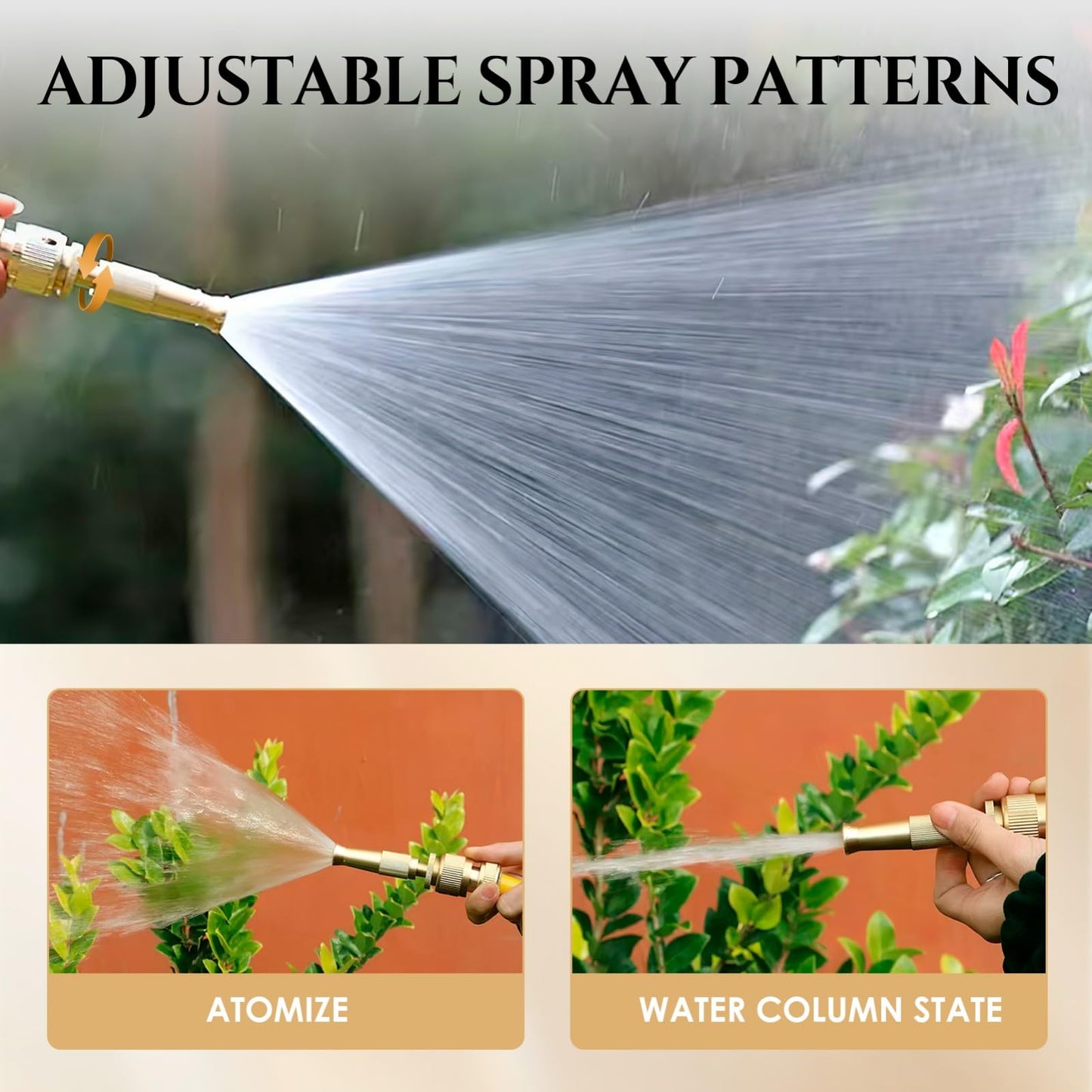 ENNSOO Garden Hose Nozzle Brass Water Nozzle, Brass Hose Nozzle with Adjustable Spray Rotates, High Pressure Hose Nozzle Spray Nozzles for Garden Hose(2 Pack)