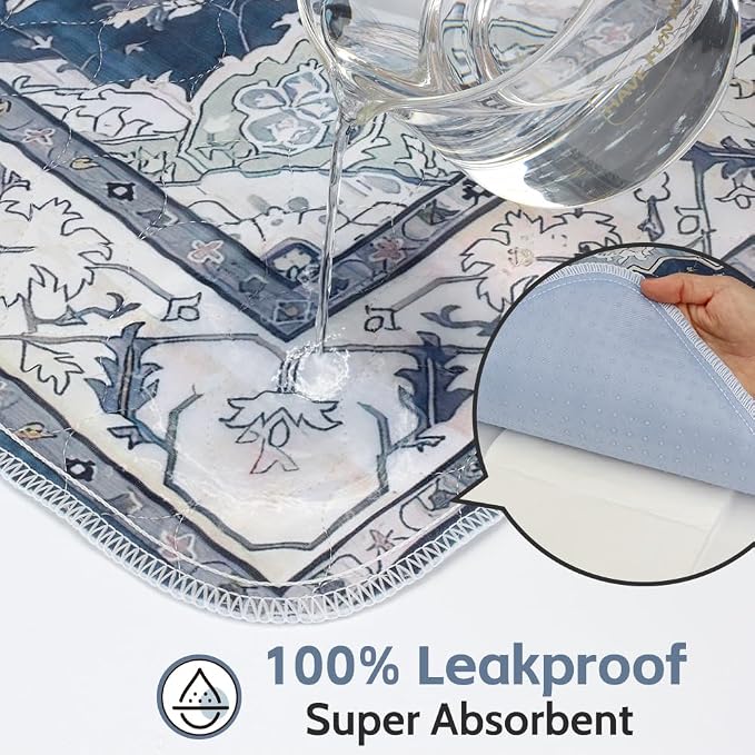 Washable Pee Pads for Dogs, 2 Pack Reusable Puppy Training Pads 36"x36" Super Absorbent Waterproof Dog Training Pads, Non-Slip Potty Pads, Whelping Pads Litter Mat Navy & Ecru