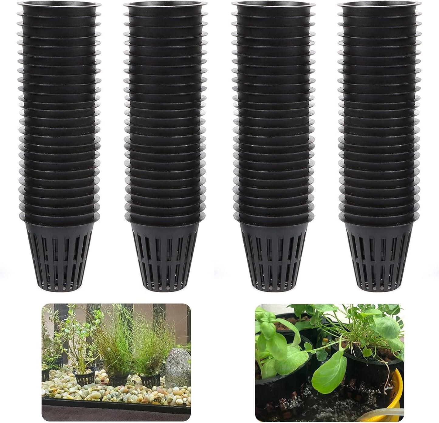 100PCS 2 inch Net Cups Pots, with 20 Plant Labels for Hydroponics Aquaponics Planter Indoor Outdoor Growing Baskets Slotted Mesh