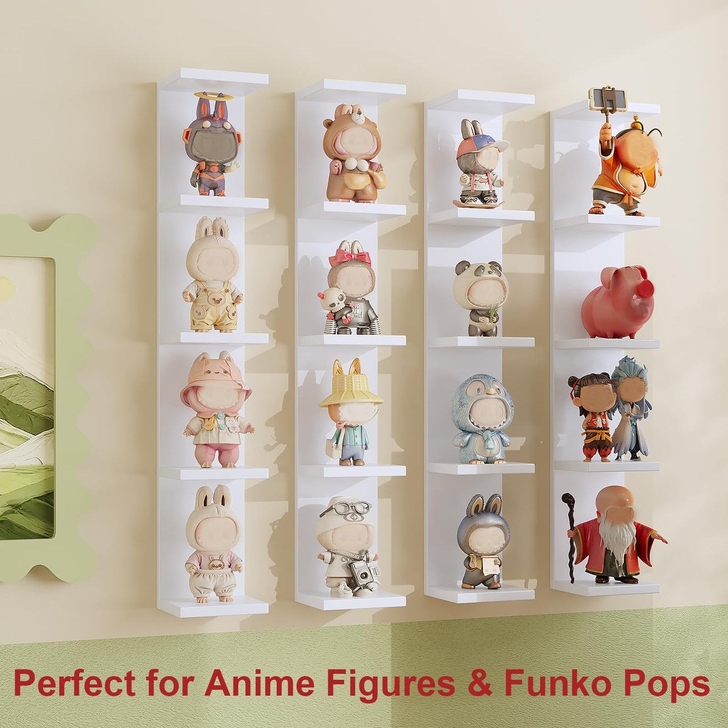 LitaEther 5 Tier White Lack Wall Shelf - Multi-Functional Display Organizer for Anime Figures, Funko Pop, Plants, Makeup & Books (7.1" x 5.5" x 30.7") – Space-Saving Floating Shelf for Home & Office