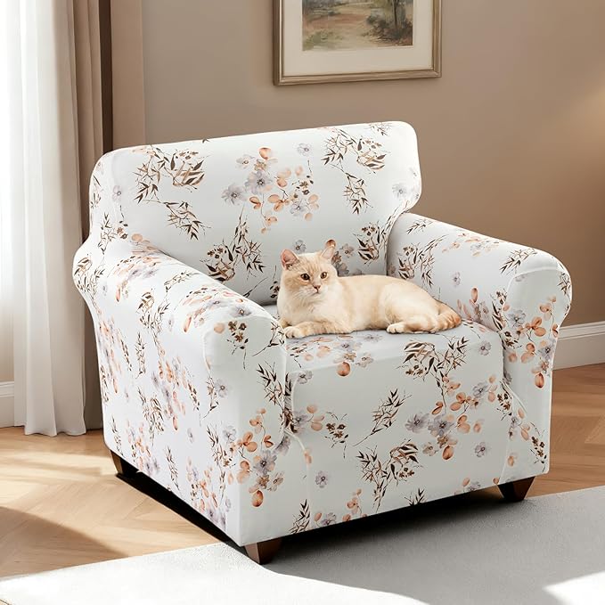 H.VERSAILTEX Floral Pattern Chair Cover Printed Sofa Slipcovers High Stretch