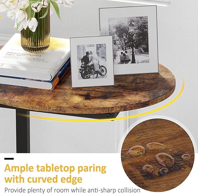 Hosfais Small Side Table Set of 2, C-Shaped Wood Sofa End Table