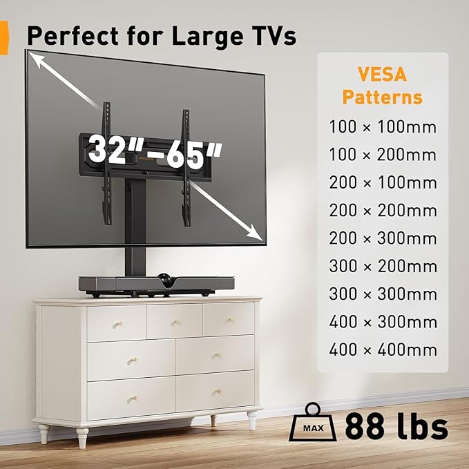 Perlegear Table Top TV Stand Mount, Universal Swivel TV Stand