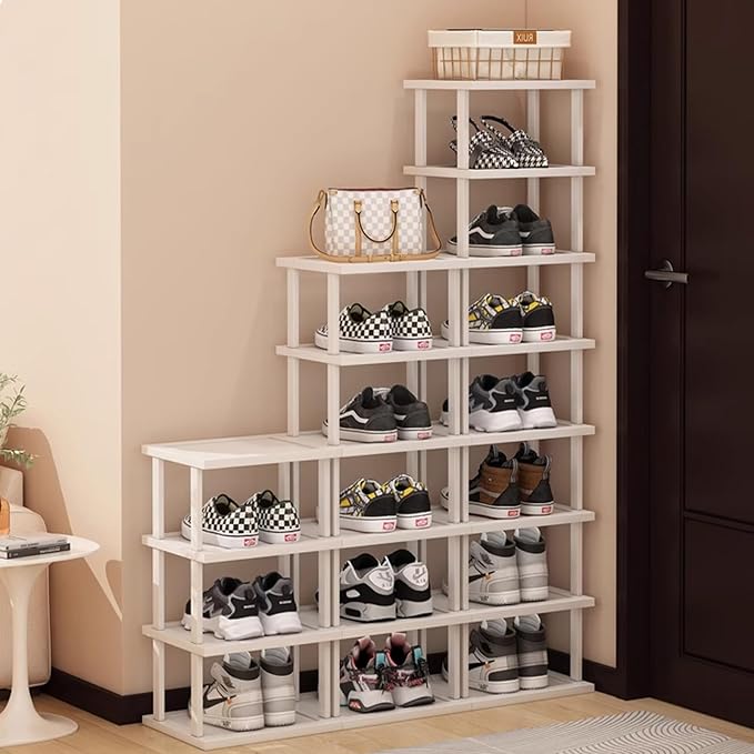 SAN HE Bamboo Shoe Rack 17 Tier- Vertical Shoe Rack