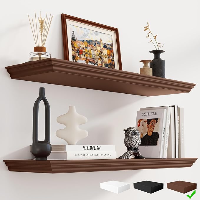 Fun Memories Floating Shelves 32 Inch Long, 9.3 Inch Deep Classic Crown Molding