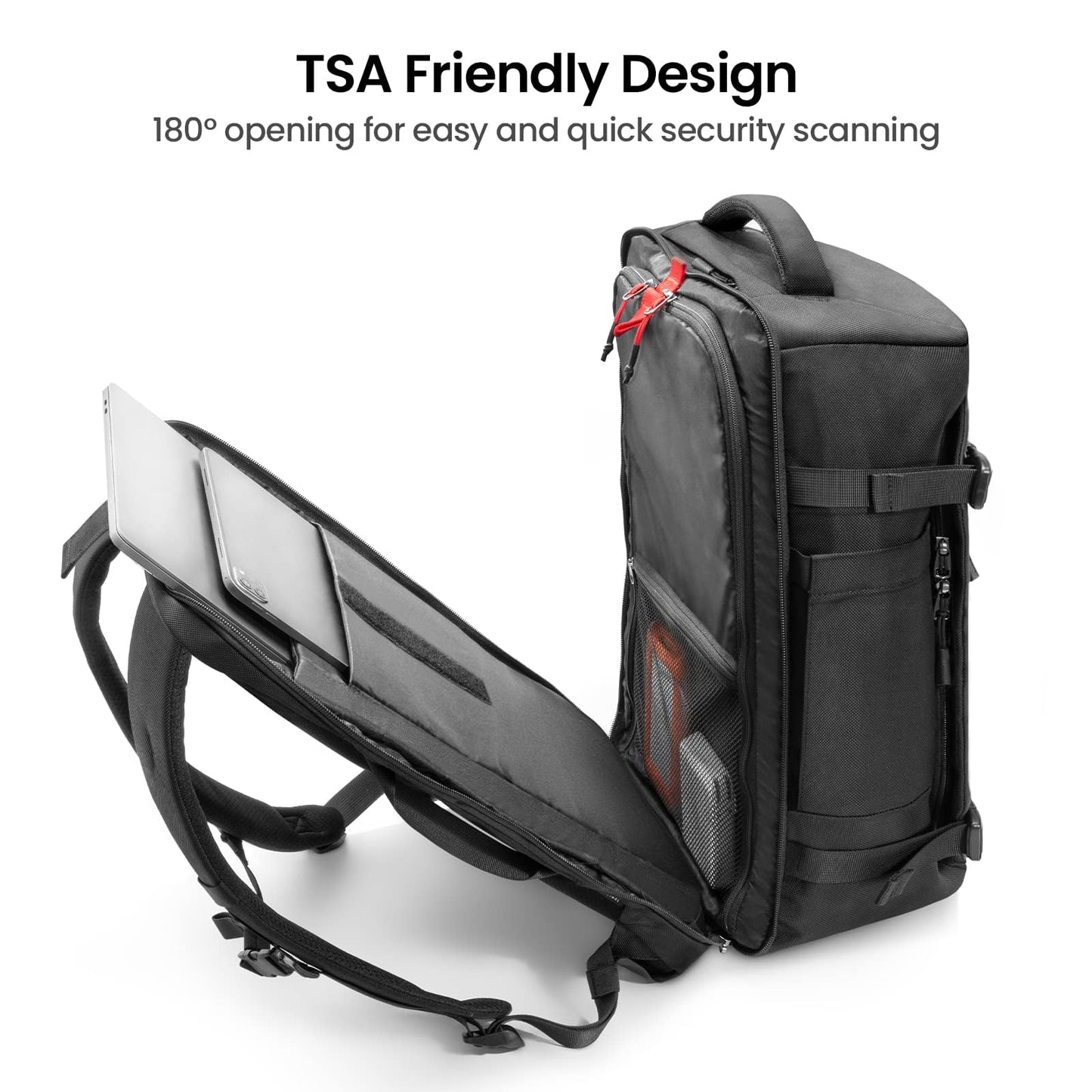 tomtoc Travel Backpack 40L, TSA Friendly Flight Approved Carry-on Luggage Hand Water-resistant Lightweight Business Rucksack, Durable Large Weekender Bag Daypack Fits 17.3 Inch Laptop, PFAS Free