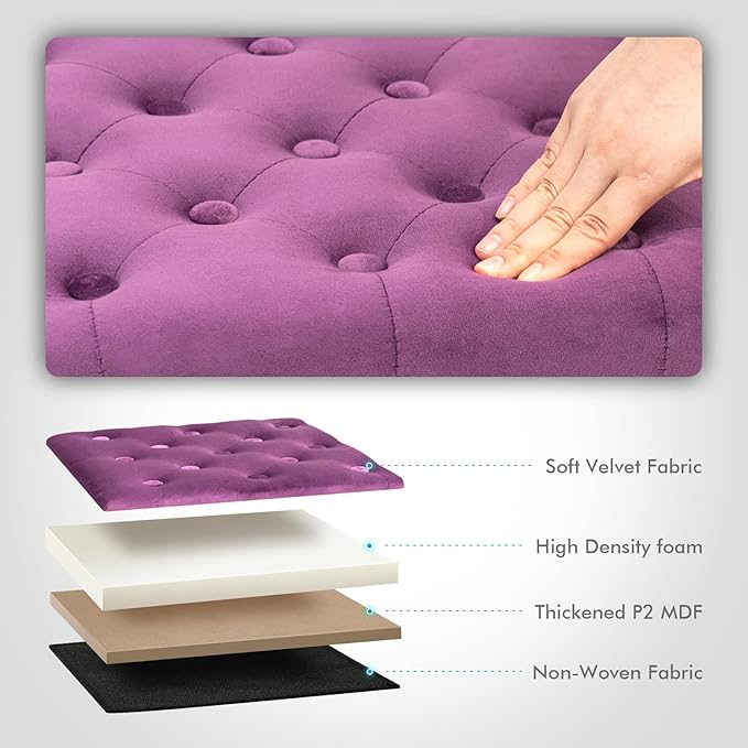 B FSOBEIIALEO Storage Ottoman Cube Velvet Tufted Folding Ottomans