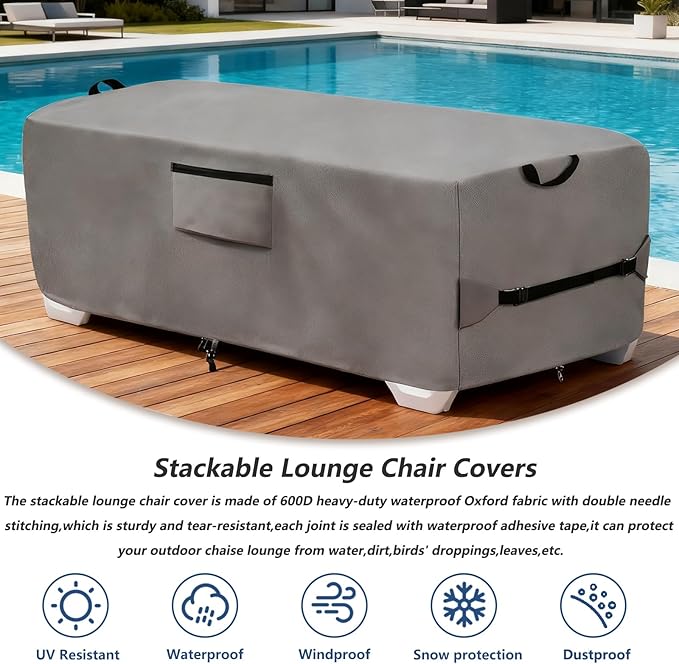 600D Heavy Duty Outdoor Waterproof Lounge Chair Cover