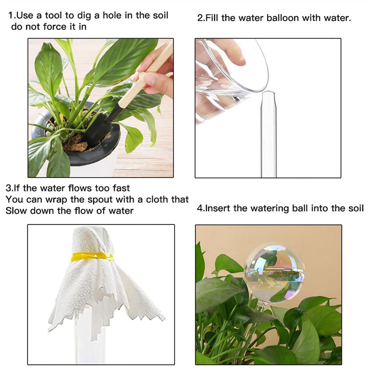 17 Oz 2 Weeks Glass Plant Watering Globes Large for Indoor Outdoor Potted Plants Self Watering Planter Insert Bulbs Water Plants While Away Vacation Devices (Iridescent Large 2-Pack)
