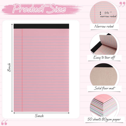 Fuutreo 24 Pcs 5" x 8" Legal Pad Writing Notepads 50 Sheets Small Legal Pad Narrow Ruled Multiple Color Lined Paper for School College Office Supplies Work (Pastel Colors)