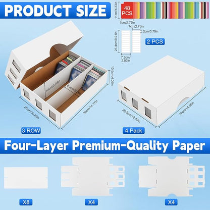 4 Pack Trading Card Storage Box, 9400+ Count Card Storage Box with 48 Card Divider White Sports Card Storage Box Cardboard Card Organizer Box Bulk Card Case Trading Card Box for Soccer Basketball Card