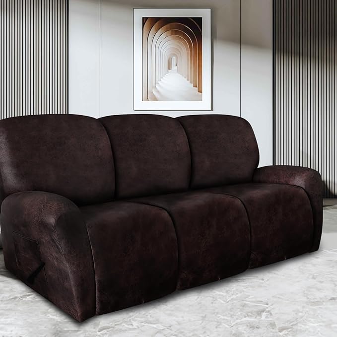 ANARACHON Leather Look Recliner Couch Cover 8-Piece Recliner Sofa Slipcovers 3