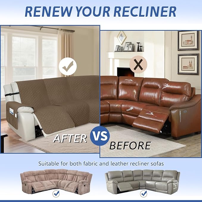Arfntevss Recliner Sectional Couch Covers 1OO% Waterproof L Shape Sofa Cover