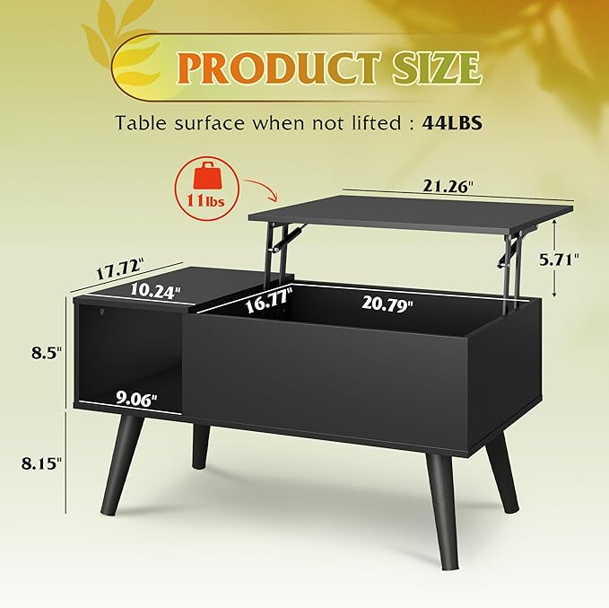 WLIVE Coffee Table for Living Room, Small Coffee Table