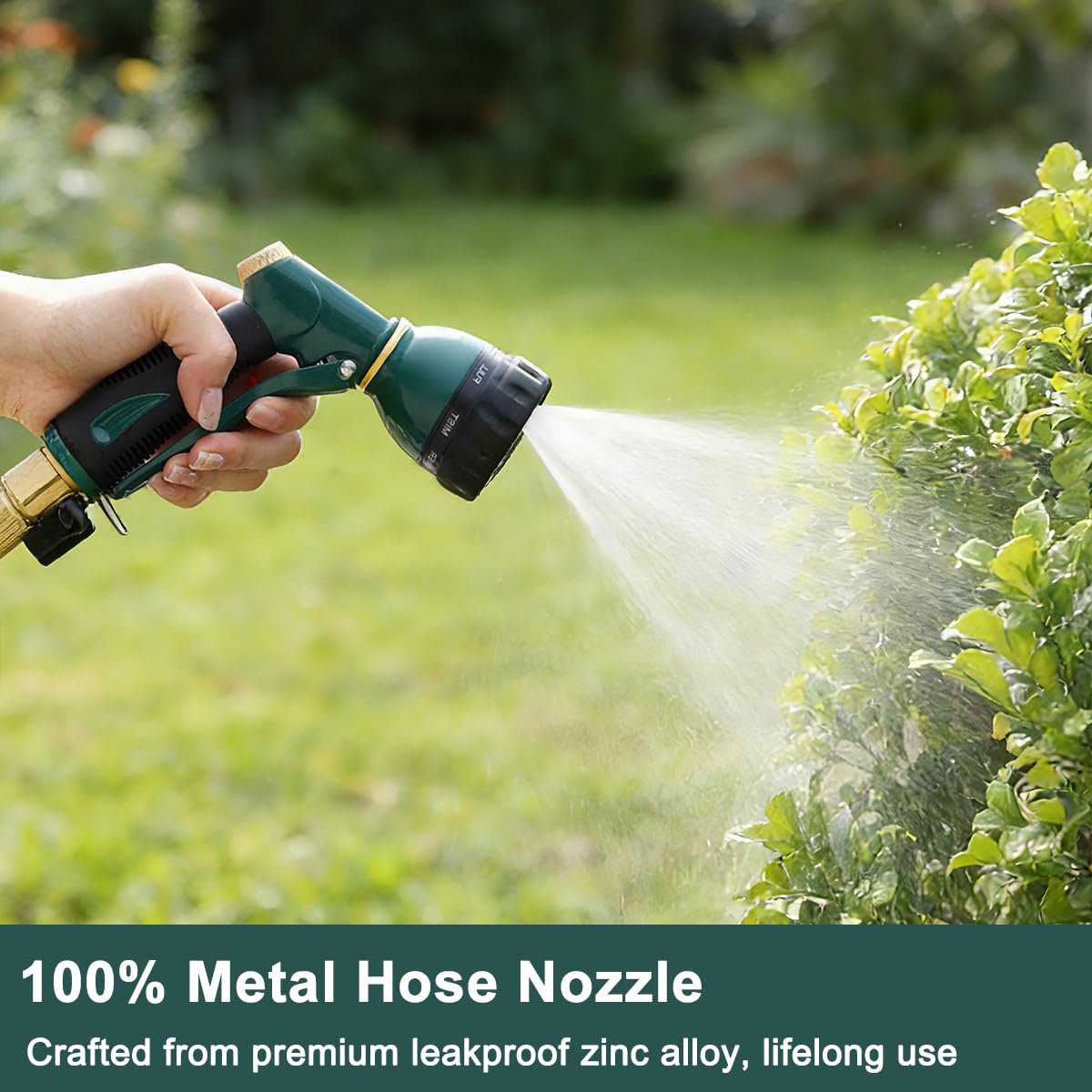 FANHAO Garden Hose Nozzle Sprayer Heavy Duty, 100% Metal Spray Nozzle High Pressure Water Hose Nozzle with 7 Patterns for Watering Garden, Washing Cars and Showering Pets