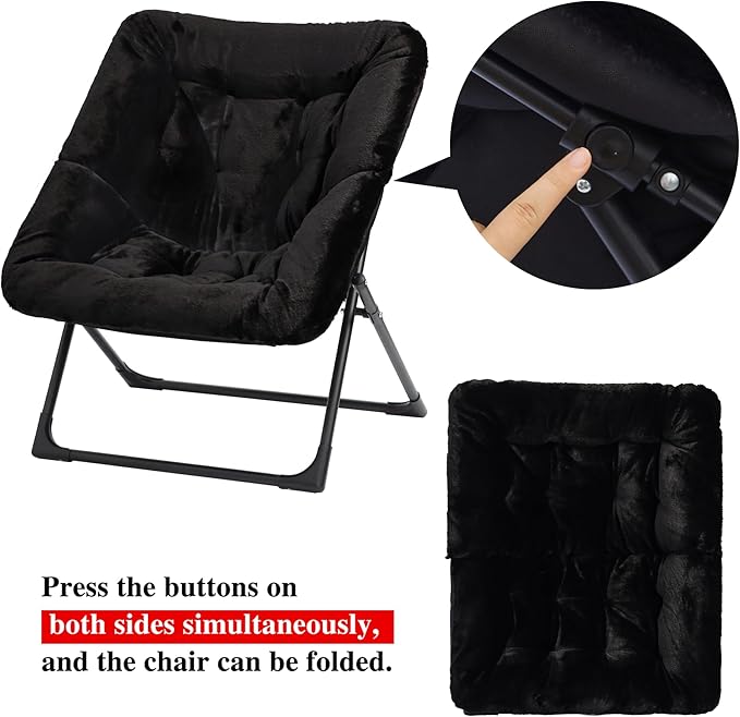 Comfy Saucer Chair for Adults, Soft Faux Fur Bedroom Chair, Accent Dorm Chairs