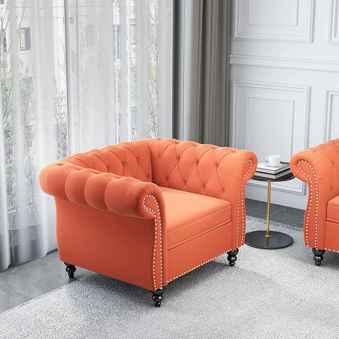 Mid-Century Sofa Chair, Velvet Accent Chair