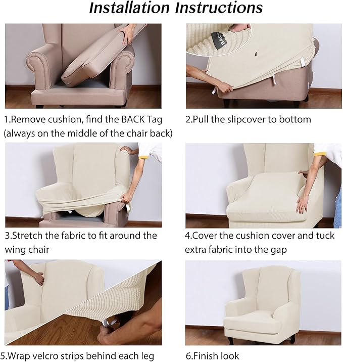 Turquoize Wingback Chair Covers 2 Piece Wing Chair Slipcover Stretch Slipcovers