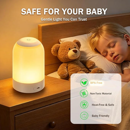 G Keni Portable Night Light, Rechargeable Touch Nightlight with Amber Warm White Light, Dimmable Egg Night Light with 1H Timer, Cordless Bedside Lamp for Baby Nursery, Kids, Bedroom & Nightstand