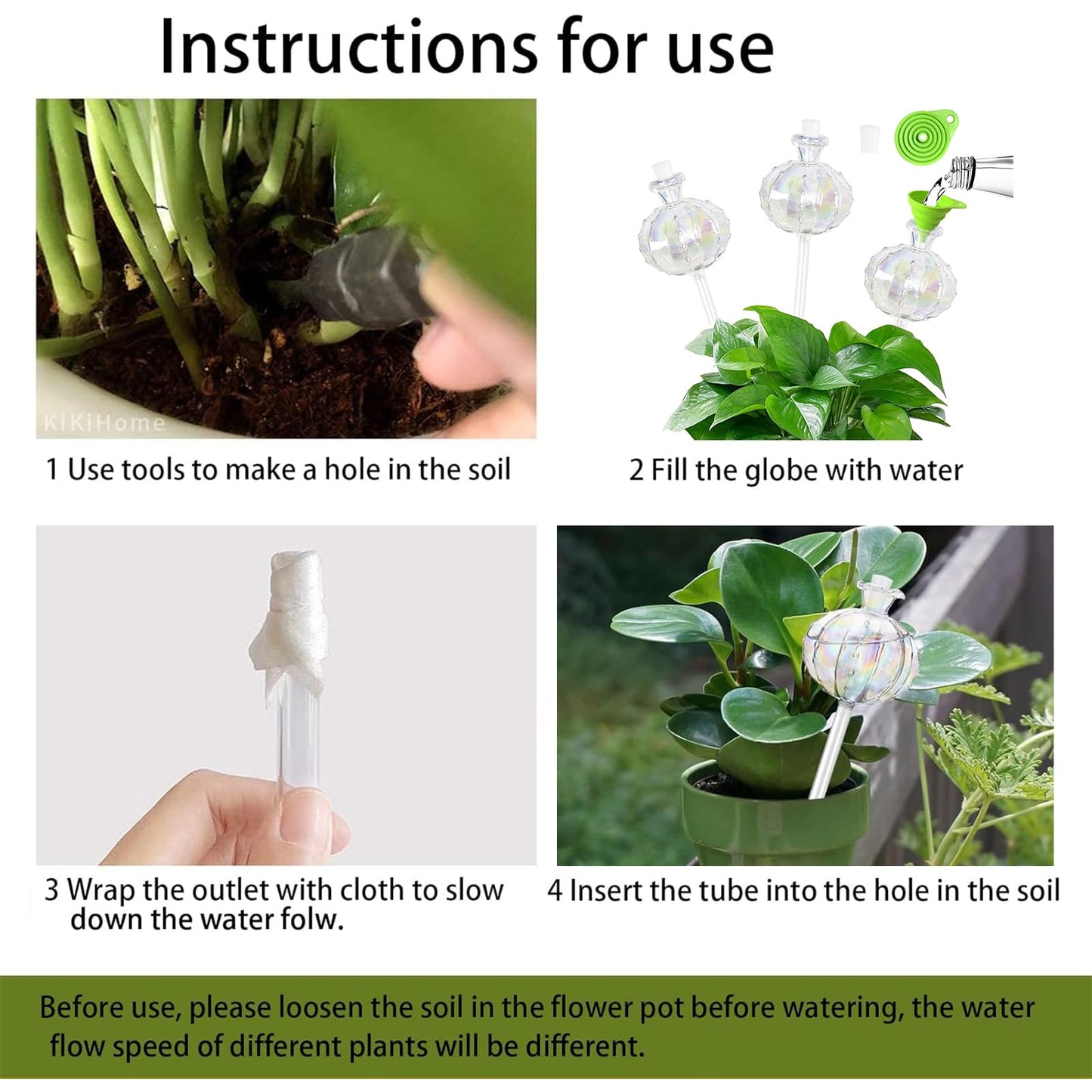 OYSIR 3 PCS Top-Fill Self Watering Globes, Automatic Plant Watering Devices, Transparent Self Watering Planter Insert, Durable Clear Glass Aqua Bulbs for Indoor, Cactus Shape, & Funnel