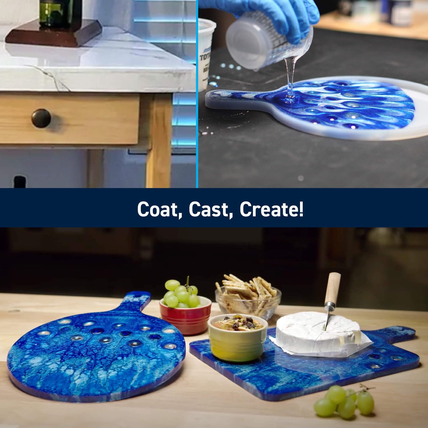 TotalBoat Table Top Epoxy Resin Kit - 1 Gallon Crystal Clear Epoxy with High Gloss & UV-Resistance - Easy 1:1 Ratio for Bar and Table Coating, Woodworking, and Resin Art Casting