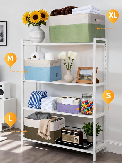 BALEINE 3 Pack Fabric Closet Storage Bins for Shelves, Linen Closet Organizers and Storage, Decorative Baskets for Organizing, Shelf, Clothes, Home, Office (Grey, 17''x13''x10.5'')