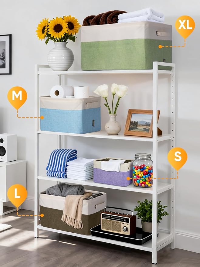 BALEINE 1 Pack Fabric Closet Storage Bins for Shelves, Linen Closet Organizers and Storage, Decorative Baskets for Organizing, Shelf, Clothes, Home, Office (Navy Blue, 14''x10''x8.5'')