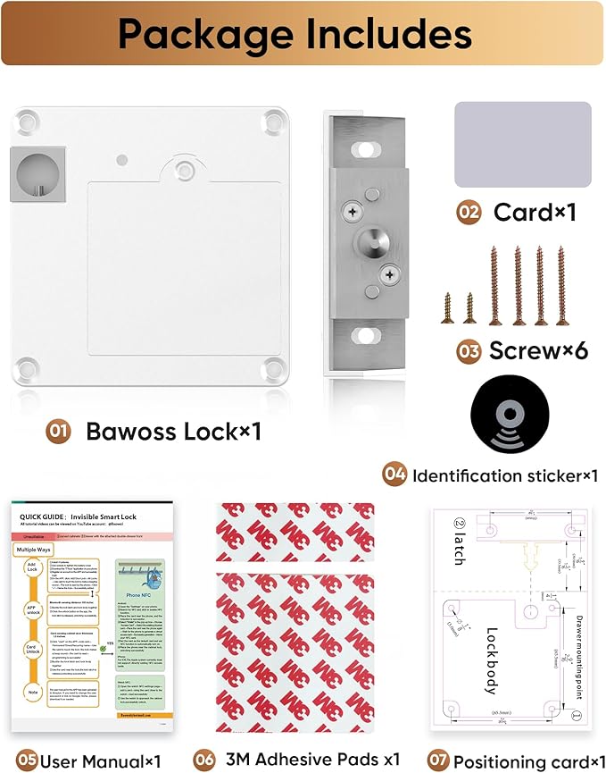 Smart Cabinet Lock Bluetooth Hidden Safety RFID Kid Keyless Drawer Locks