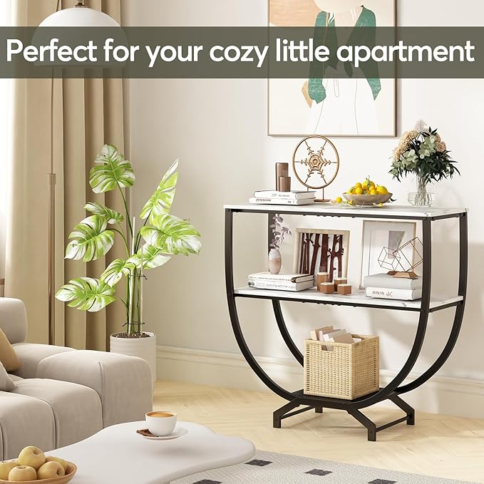 GILLAS 3 Tier Console Tables, Sofa Table Behind Couch Table, Industrial