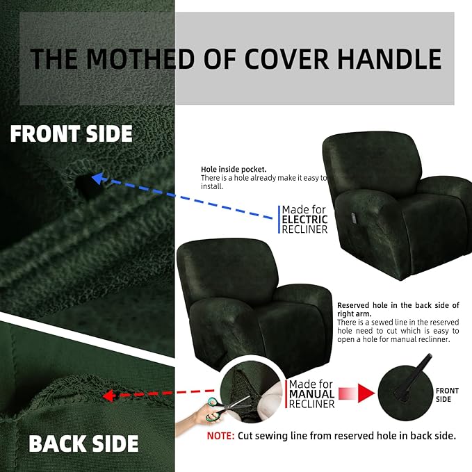 ANARACHON Recliner Chair Covers Leather Like, 4 Pieces Recliner Cover