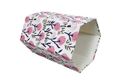 3.3 Gallon Cotton Hand Block Printed Paper Waste Basket |Small Decorative Trash Can for Housewarming Gifts in Living Room, Bedroom, Bathroom | Eco-Friendly, Plastic-Free (1, White Pink FLOWAR)
