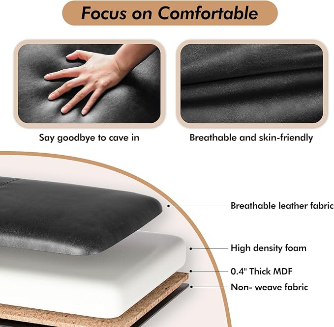 ZZW Storage Ottoman Bench, Tufted Bed Benches