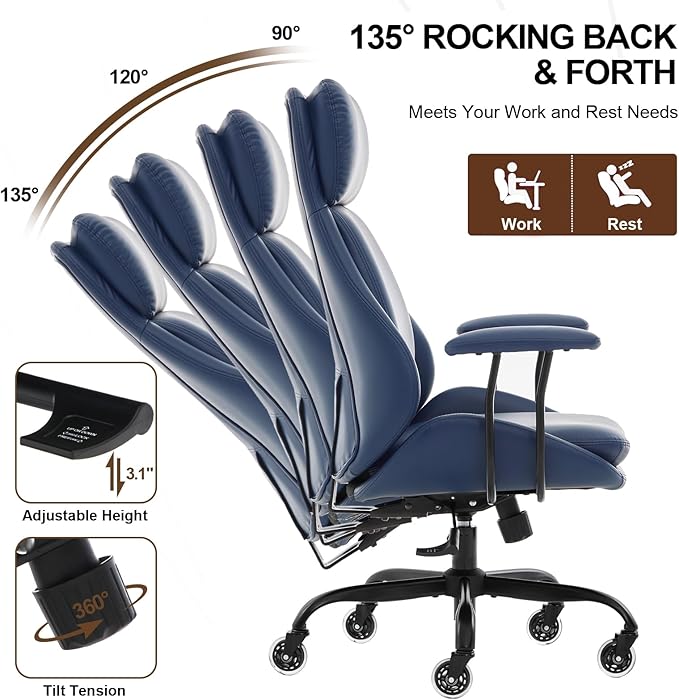 E-Motie Office Chair, Leather Desk Chair