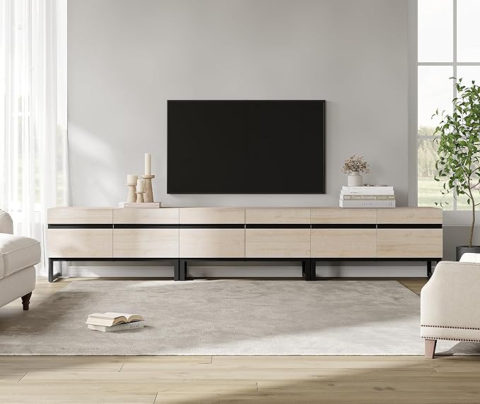 WAMPAT Modern TV Stand for 32-110 Inch TVs, Wood Entertainment Center