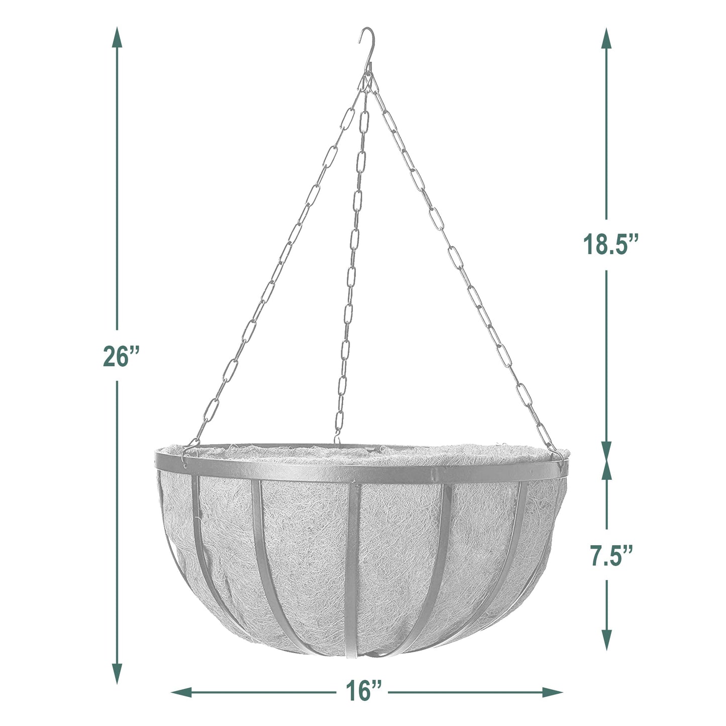 Arcadia Garden Products 1592 Solstice Series Coconut Hanging Basket 16-Inch