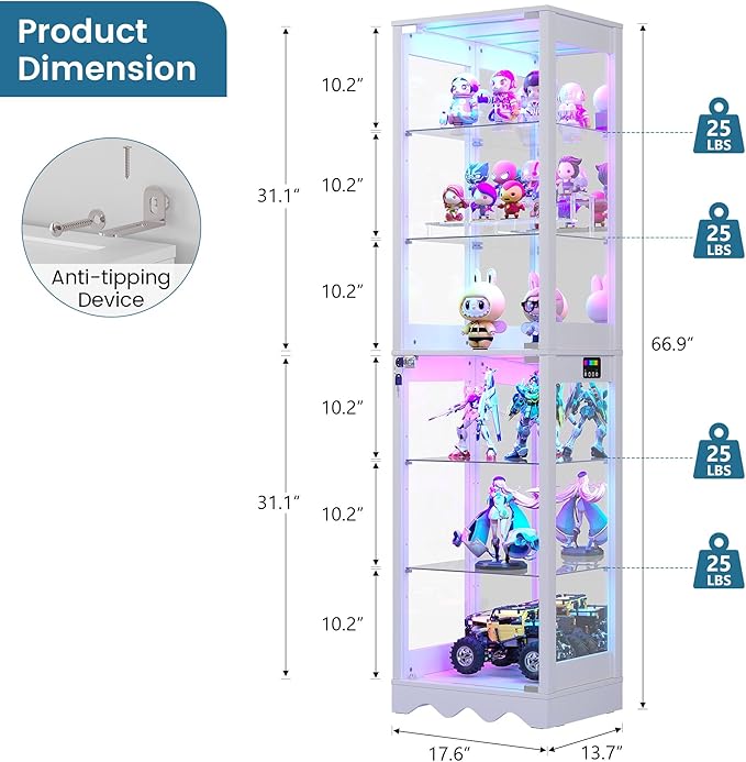 Dystler 2 Pack Glass Display Cabinet