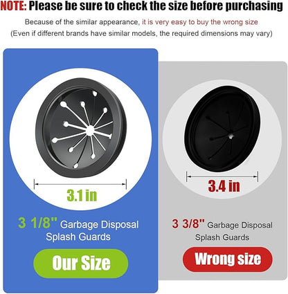2 Pcs Garbage Disposal Splash Guard, 3 1/8" Sink Rubber Guard