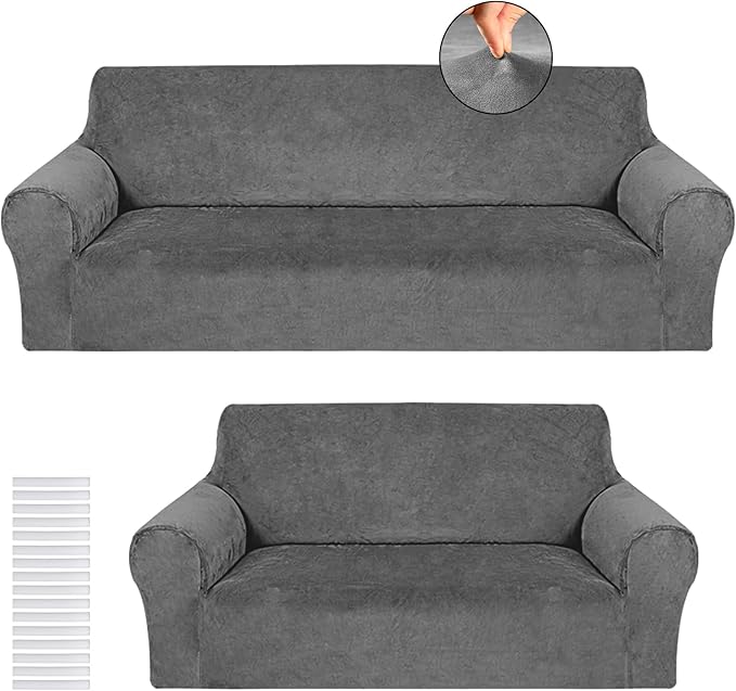 Peryiter 2 Pcs Sofa Covers Couch and Loveseat Covers Set Stretch Sofa Slipcover