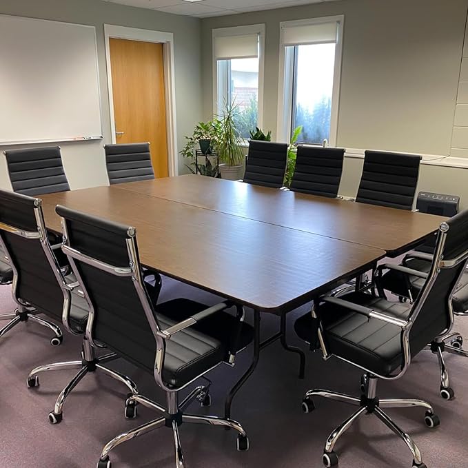 Home Office Chair Ribbed, Modern Leather Conference Room Chairs, Ergonomic