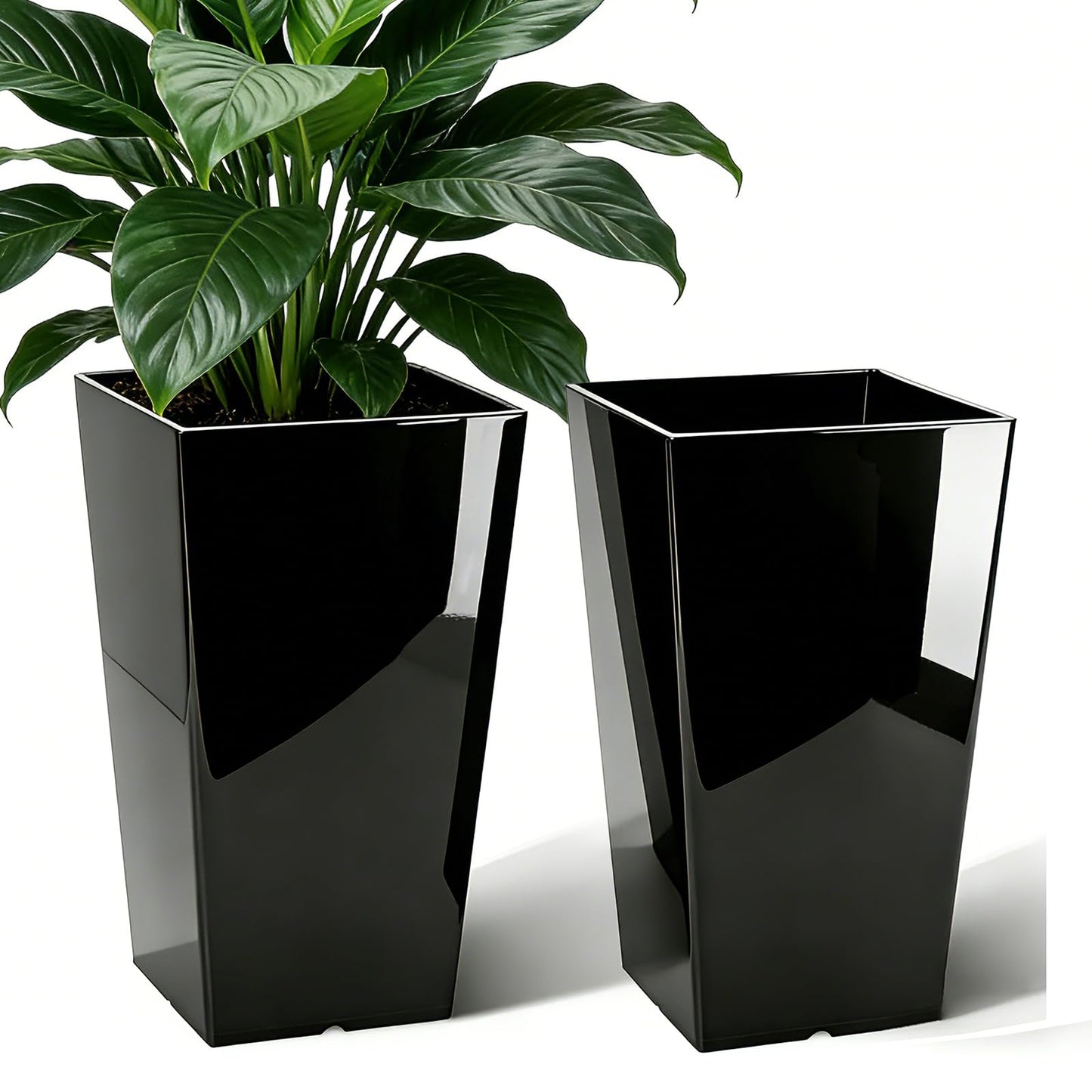 QCQHDU 21 inch Large Tall Taper Planters for Indoor & Outdoor Plants, 2 Pack Durable Plant-Flower-Tree Pots for Front Porch Patio Living Room Home Garden Decor