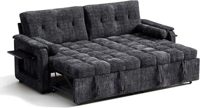 Convertible Sleeper Sofa Bed, 86 Inch Chenille Pull Out Couch