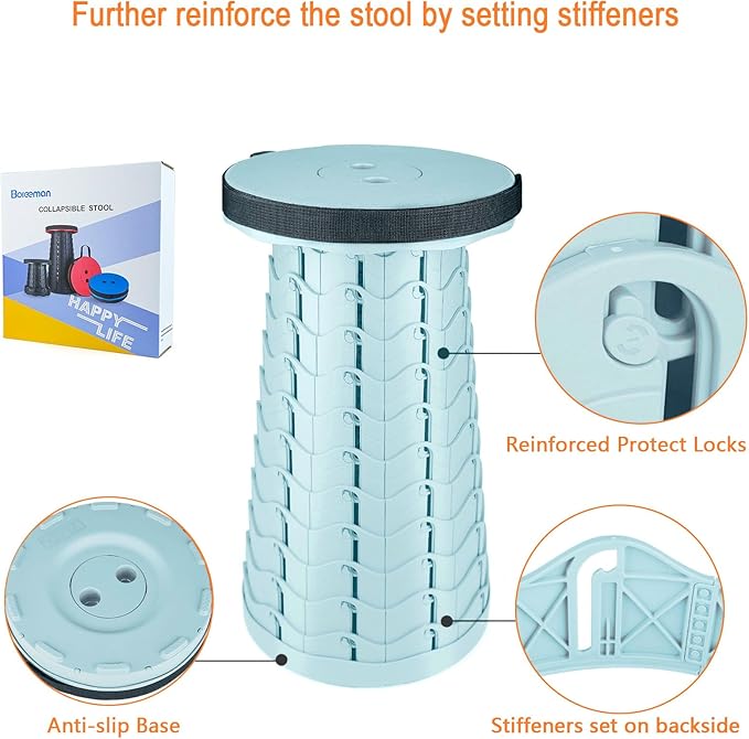 Boreeman Upgraded Folding Stool Lightweight Yet More Sturdy